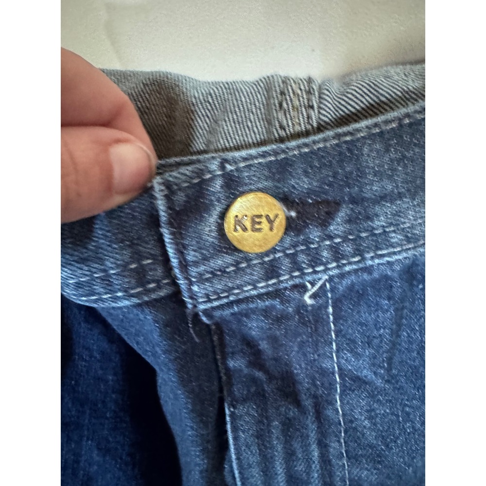 Key Industries Denim Dungaree Mens 48x32 Carpenter Work Pants Traditional Fit